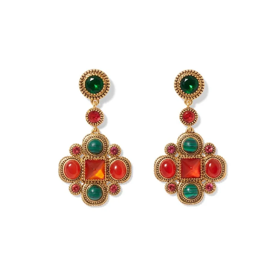 Algerian Cluster Double-Strand Station Necklace And Drop Earrings Set