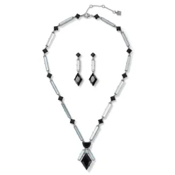 American Deco Pendant Necklace And Long Pendant Earrings Set