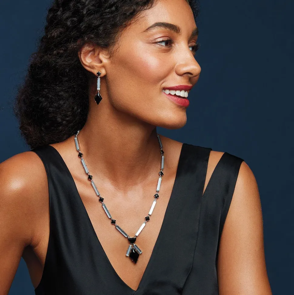 American Deco Pendant Necklace And Long Pendant Earrings Set