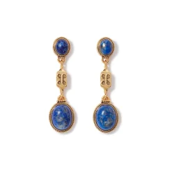 Ancient Gems Multistone Statement Necklace And Triple-Drop Lapis Earrings Set