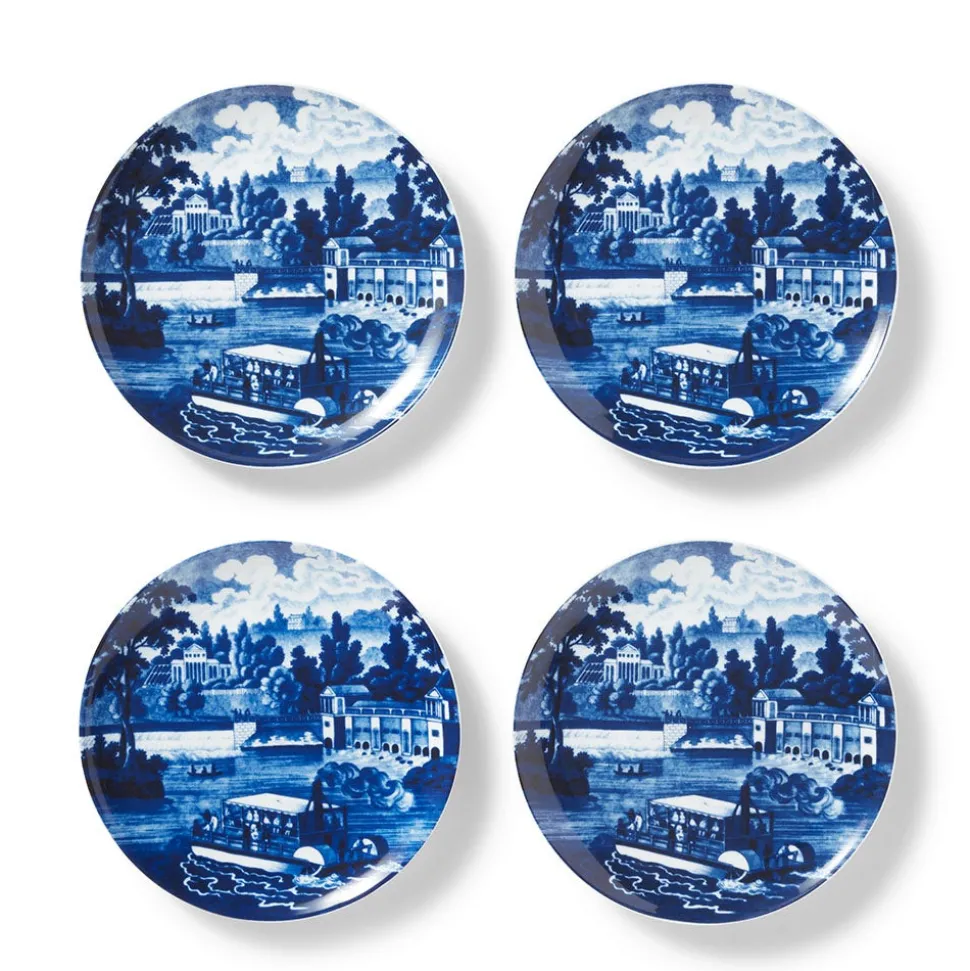 Blue & White American River View Salad Plate Set
