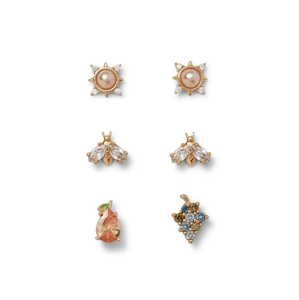 British Tree Of Life Fruit, Insects, And Stars Stud Earring Set