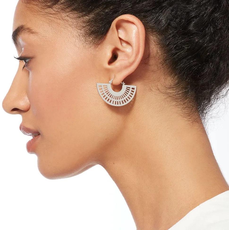 Crescent Cutout Hoop Earrings