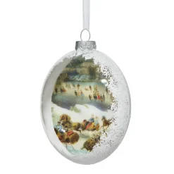 Currier & Ives Snowscapes Glass Disc Ornament Set