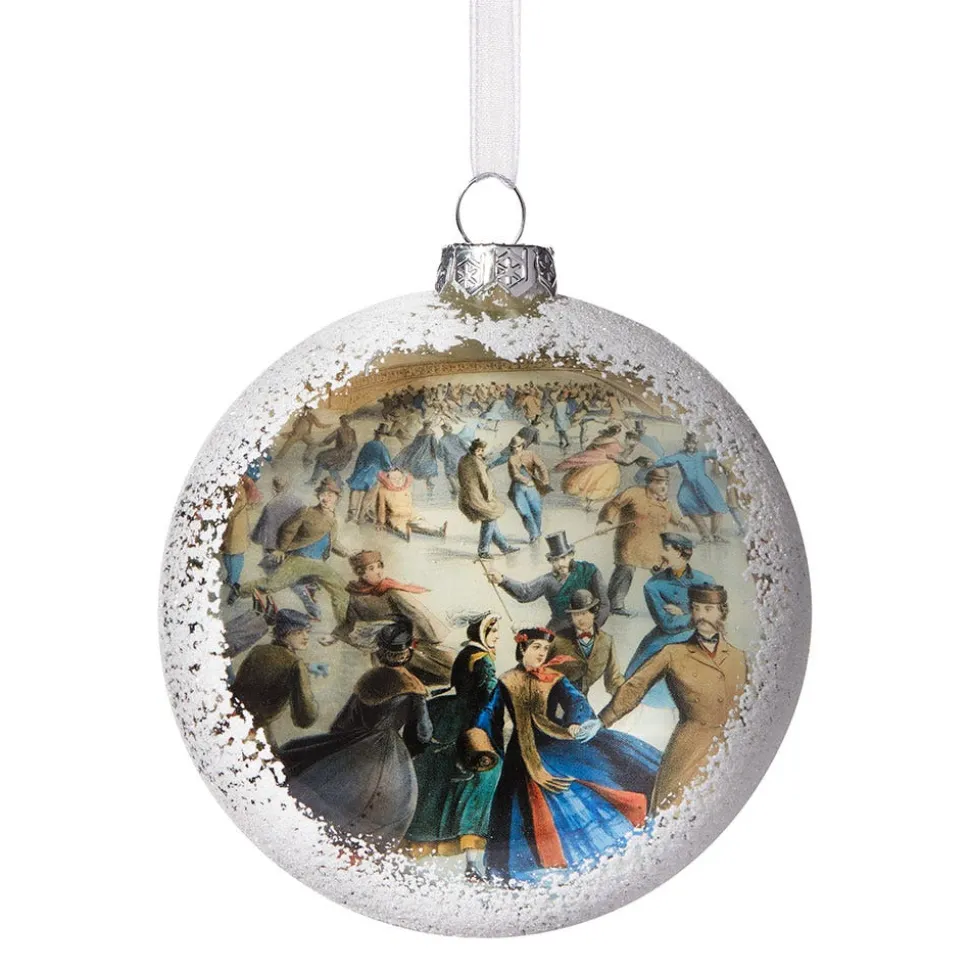 Currier & Ives Snowscapes Glass Disc Ornament Set