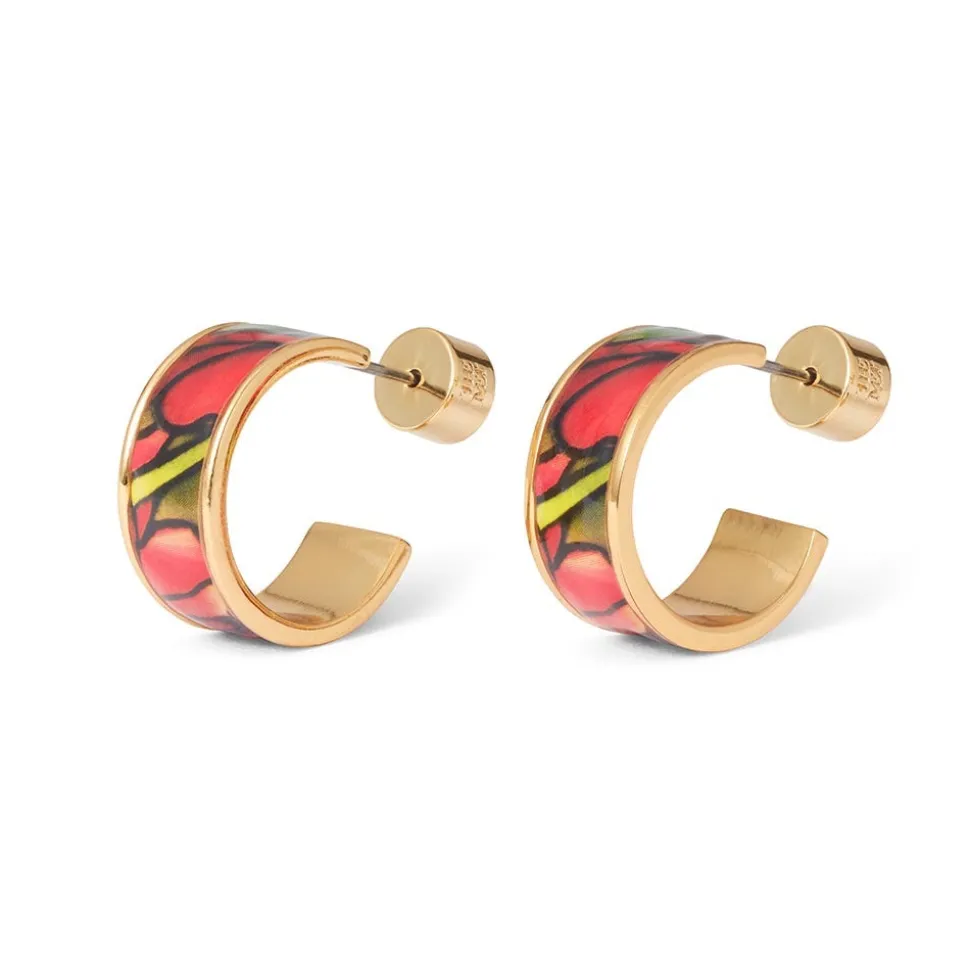 Favrile Tulip Enamel Hoop Earrings