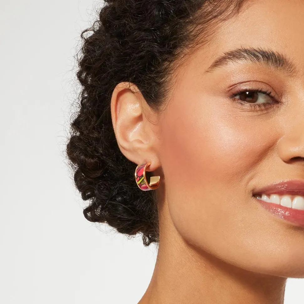 Favrile Tulip Enamel Hoop Earrings