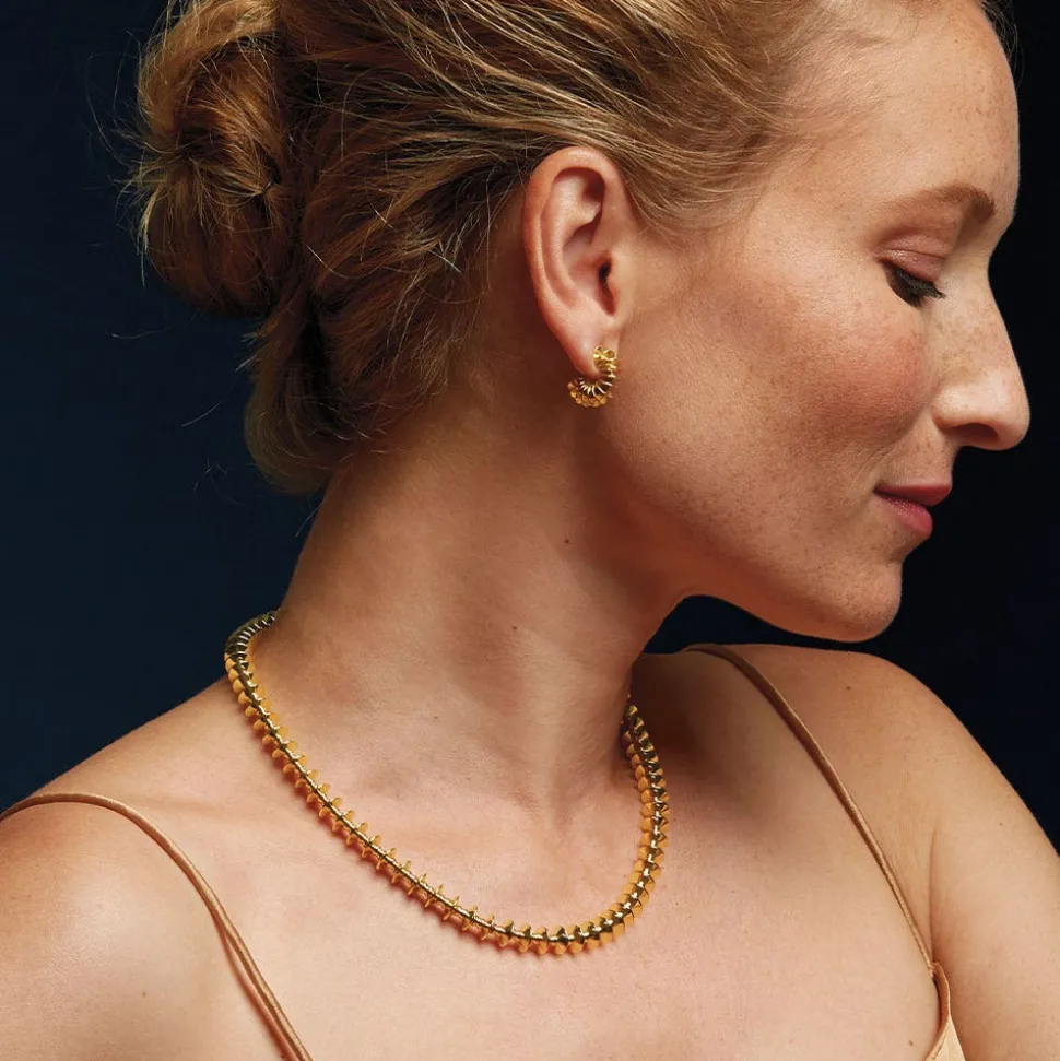 Golden Disc Huggie Earrings