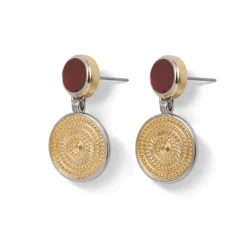 Islamic Medallion Carnelian Drop Earrings