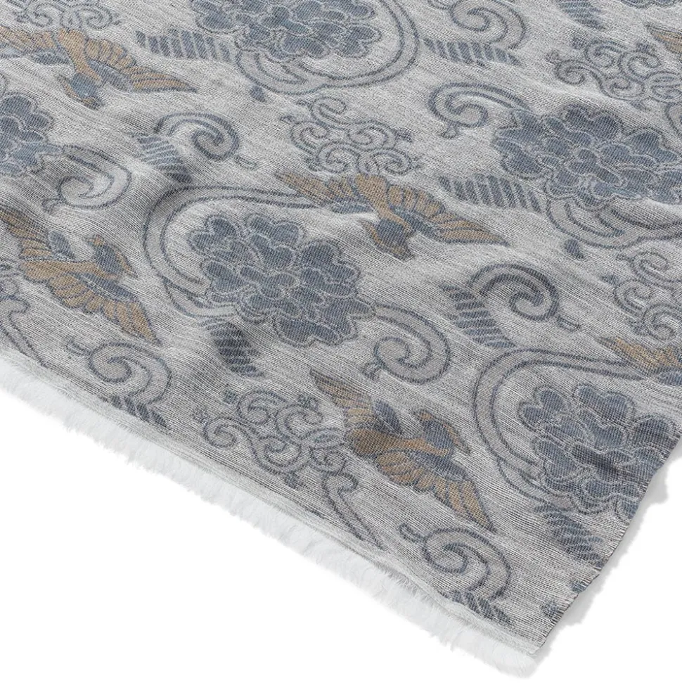 Japanese Birds And Flowers Oversize Jacquard Shawl