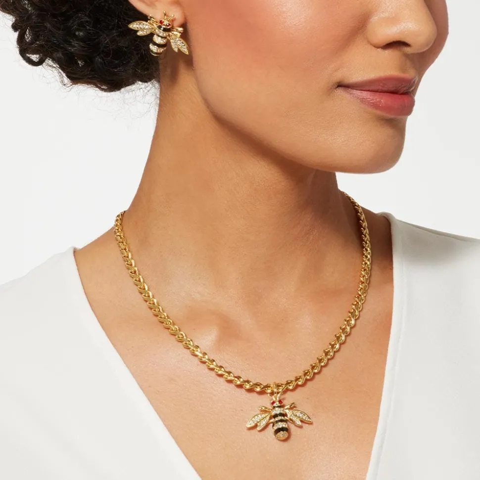 Jeweled Bee Pendant Necklace