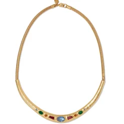 Medieval Stone Collar Necklace And Hoop Earrings Set