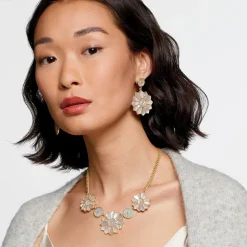 Mother-Of-Pearl Mosaic Statement Double-Drop Earrings