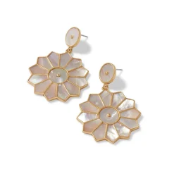 Mother-Of-Pearl Mosaic Statement Necklace And Earrings Set