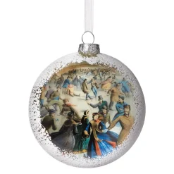 Skating In Central Park Glass Disc Ornament