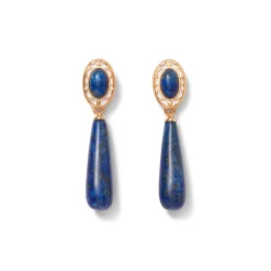 Spanish Baldric Lapis Braided Necklace And Elongated Drop Earrings Set