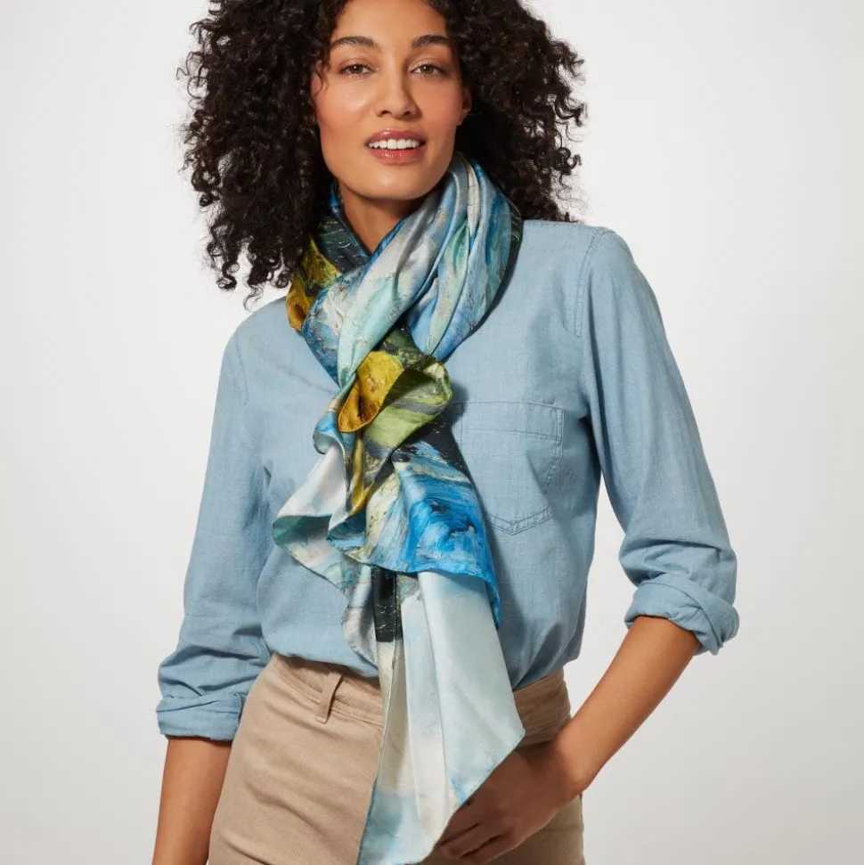 Van Gogh Wheat Field With Cypresses Oversize Oblong Silk Scarf