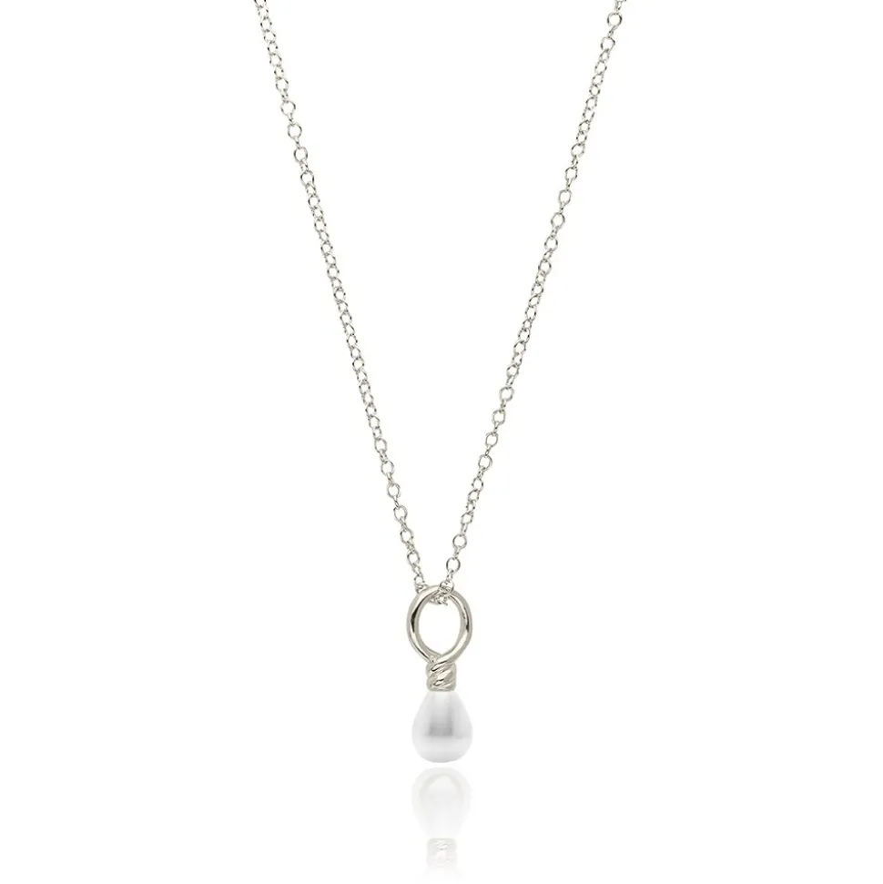 Venus Pearl Silver Pendant Necklace, White