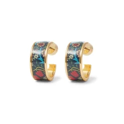 William Morris Blackthorn Enamel Hoop Earrings